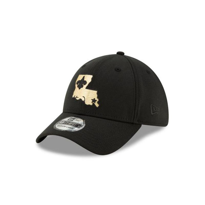 NFL New Orleans Saints Logo Elements 2.0 39Thirty Stretch Fit (PTI8248) - Black New Era Caps